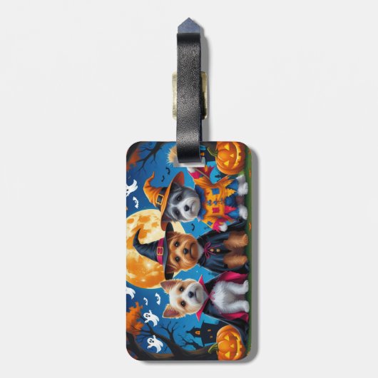 Étiquette À Bagage Cairn Terrier Chiens Citrouille Halloween Funny (Dos Vertical)