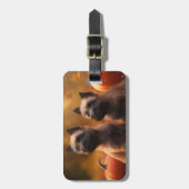 Étiquette À Bagage Cairn Terrier Chiot Automne Citrouille de plaisir (Devant Vertical)