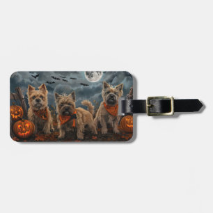 Étiquette À Bagage Cairn Terrier Halloween Squelettes