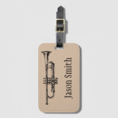 Étiquette À Bagage Caisse nommée d'instrument en laiton de trompette (Devant Vertical)