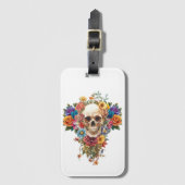 Étiquette À Bagage Calavera y flores (Devant Vertical)