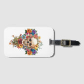 Étiquette À Bagage Calavera y flores (Devant Horizontal)