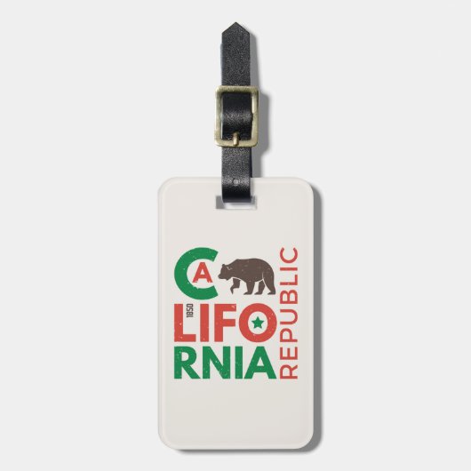 Étiquette À Bagage Californie : Logo Grizzly Bear (Devant Vertical)