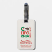 Étiquette À Bagage Californie : Logo Grizzly Bear (Dos Vertical)