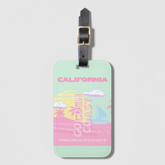 Étiquette À Bagage Californie, Plage, Travel Art, Preppy (Devant Vertical)