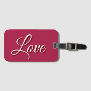 Étiquette À Bagage Calligraphie de mariage amour rouge rose élégant