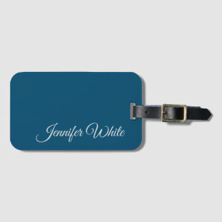 Étiquette À Bagage Calligraphie Elegant Ocean Blue