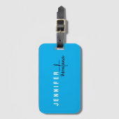 Étiquette À Bagage Calligraphie Elegant Plain Ajouter son propre nom (Devant Vertical)