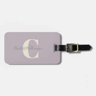 Étiquette À Bagage Calligraphie Moderne Design Monogramme Dusty Lilac
