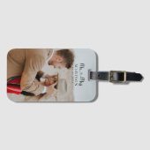 Étiquette À Bagage Calligraphie photo de mariage personnalisée (Devant Horizontal)