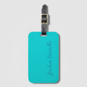 Étiquette À Bagage Calligraphie Turquoise Foncé Nom Professionnel (Devant Vertical)