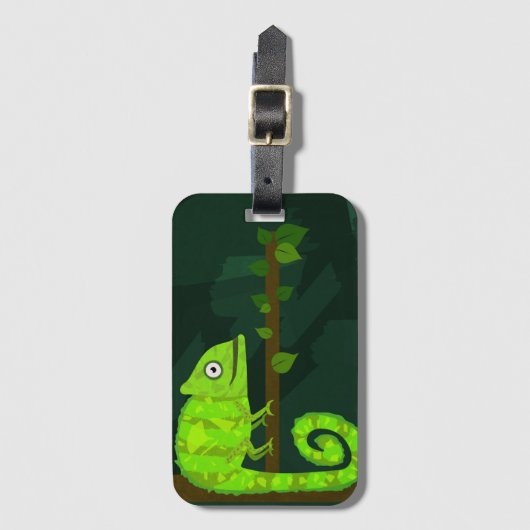 Étiquette À Bagage Caméléon vert mignon (Devant Vertical)