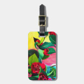 Étiquette À Bagage Camellias rouge avec vert (Devant Vertical)