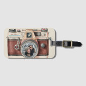 Étiquette À Bagage Caméra vintage avec photo (Devant Horizontal)