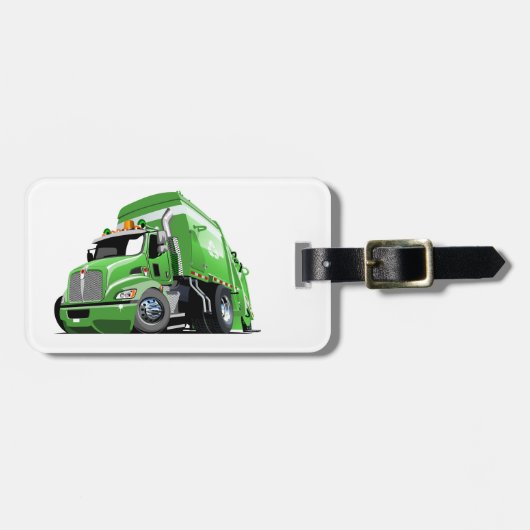 Étiquette À Bagage Camion à ordures de dessin (Devant horizontal)