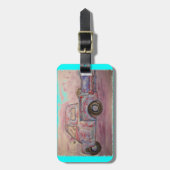 Étiquette À Bagage camion bleu antique de patine (Devant Vertical)