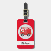 Étiquette À Bagage Camion de feu rouge moderne Nom personnalisé (Devant Vertical)