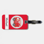 Étiquette À Bagage Camion de feu rouge moderne Nom personnalisé (Dos horizontal)