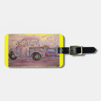 Étiquette À Bagage camion de patine bleue antique