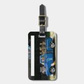 Étiquette À Bagage Camion de ramassage bleu et équipage de squelette (Devant Vertical)