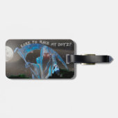 Étiquette À Bagage Camion de ramassage bleu et équipage de squelette (Dos horizontal)