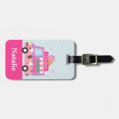 Étiquette À Bagage Camion rose pourpre doux de crème glacée pour des (Devant horizontal)