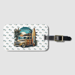 Étiquette À Bagage camionnette vintage tropical/Hawaïenne de surf