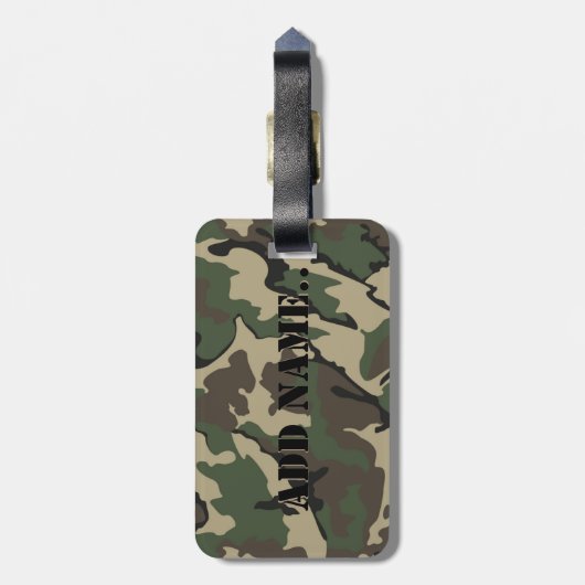 Étiquette À Bagage Camo Ajouter Nom, Bagage Balise Avec Sangle En Cui (Dos Vertical)