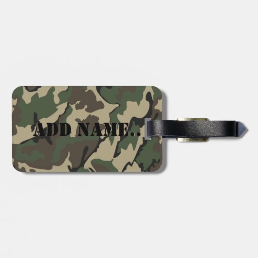 Étiquette À Bagage Camo Ajouter Nom, Bagage Balise Avec Sangle En Cui (Dos horizontal)