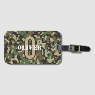 Étiquette À Bagage Camo camouflage vert Brown beige Nom du monogramme