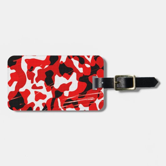 Étiquette À Bagage Camo de retombées rouges (AOM Design) (Devant horizontal)