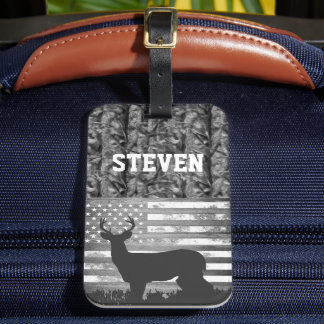 Étiquette À Bagage Camo Deer Nom de chasse Hommes Sports Buck America