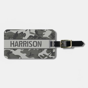 Étiquette À Bagage Camo gris personnalisé