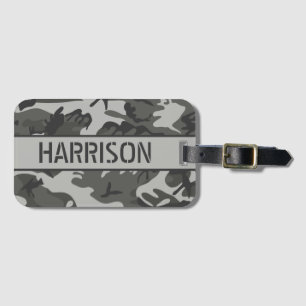 Étiquette À Bagage Camo Grise Personnalisée