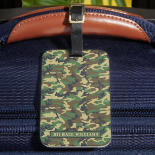 Étiquette À Bagage Camo Militaire Woodland - Personnalisé