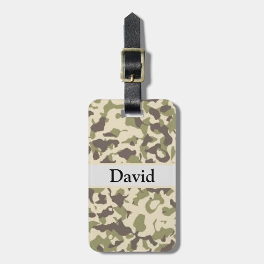 Étiquette À Bagage Camo Motif Ajouter un nom (Devant Vertical)