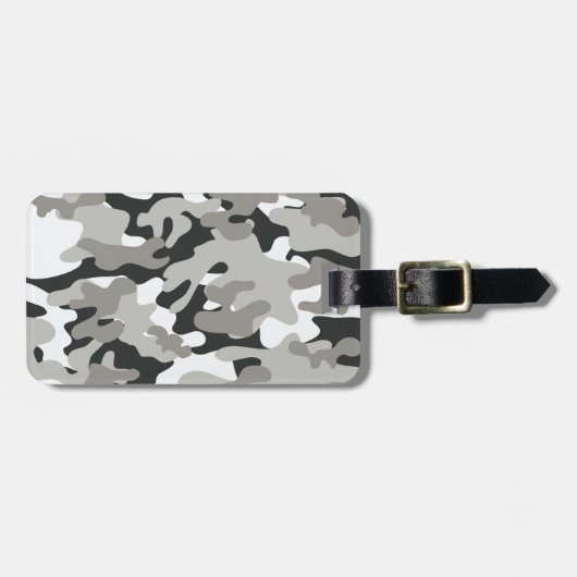 Étiquette À Bagage Camo noir et gris (Devant horizontal)