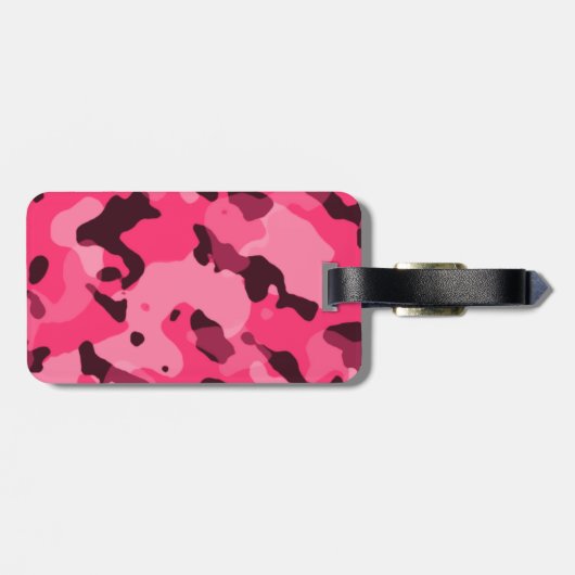 Étiquette À Bagage Camo Rose Chaud ; Camouflage (Dos horizontal)