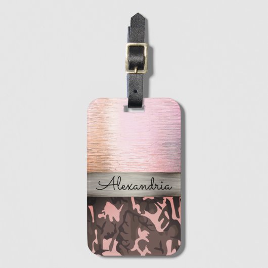 Étiquette À Bagage Camo rose et Brown Personnalisé (Devant Vertical)