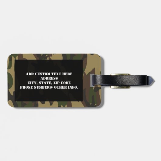 Étiquette À Bagage Camo vert Dusty (Dos horizontal)