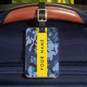 Étiquette À Bagage Camouflage bleu marine Votre nom Personnalisez