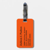 Étiquette À Bagage Camouflage de chasse orange monogramme (Dos Vertical)