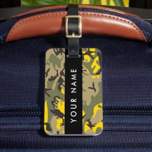 Étiquette À Bagage Camouflage jaune et vert Votre nom Personnalisez