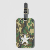 Étiquette À Bagage Camouflage Militaire Vert Avec Étoile Blanche (Devant Vertical)