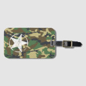 Étiquette À Bagage Camouflage Militaire Vert Avec Étoile Blanche (Devant Horizontal)