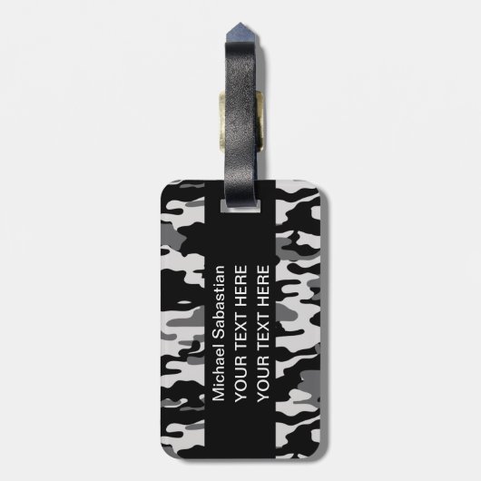 Étiquette À Bagage Camouflage noir (Dos Vertical)