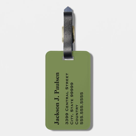 Étiquette À Bagage Camouflage noir Brown vert Monogramme noir (Dos Vertical)