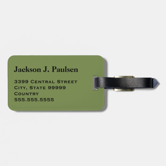 Étiquette À Bagage Camouflage noir Brown vert Monogramme noir (Dos horizontal)