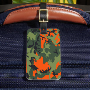 Étiquette À Bagage Camouflage orange et vert, Militaire, Armée
