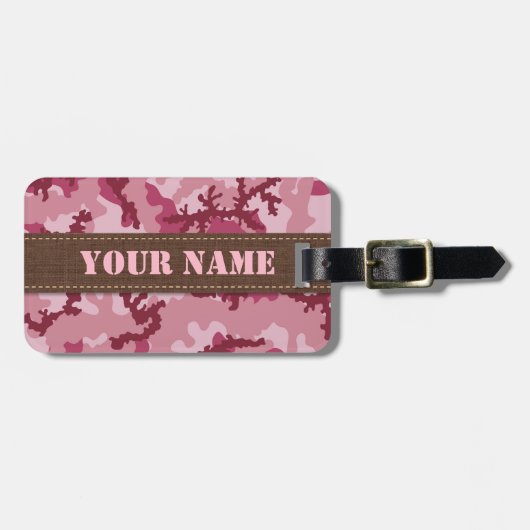 Étiquette À Bagage Camouflage rose (Devant horizontal)